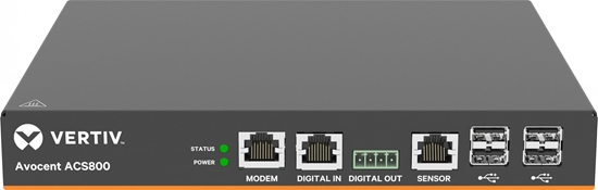 Picture of Vertiv Avocent 4-Port ACS800 Serial Console with analog modem, external AC/DC Power Brick - Jumper cord: Plug C14 to connector C13