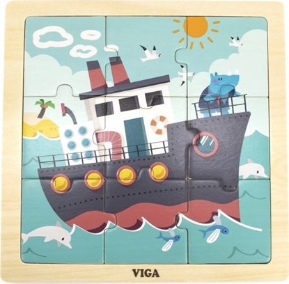 Picture of Viga Toys VIGA Porczne Drewniane Puzzle Statek 9 elementów