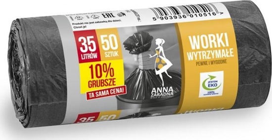 Изображение Anna Zaradna Worki na mieci ANNA ZARADNA, wytrzymae, 10% grubsze, 35L 50 szt.