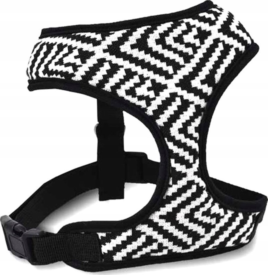 Изображение Barry King Szelki dla psa, z wytrzymaej tkaniny, wzór aztecki, biao-czarne paski, max. Obw. Szyi 28cm, obw. Klatki 34-45cm