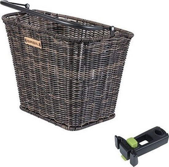 Picture of Basil Kosz na kierownic BASIL BREMEN RATAN LOOK FRONT BASKET, KF A-Head Stem Holder, wspornik 22.4-28.6mm seagrass (NEW 2024)