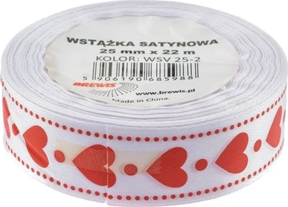 Picture of BREWIS Wstka satynowa serca 25mm kolor 2 Brewis
