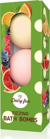 Изображение Dairy fun DAIRY FUN_Fizzing Bath Bombs musujce kule do kpieli Arbuz, Owoce Lene i Pomaracza 3x100g