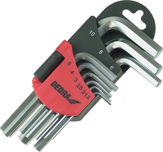 Изображение Dedra Klucze szecioktne krótkie 1.5-10mm zestaw 9szt, CRV