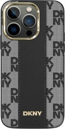 Attēls no DKNY DKNY Leather Checkered Mono Pattern MagSafe - Etui iPhone 14 / 15 / 13 (czarny)