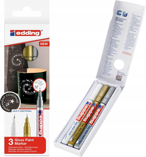 Picture of Edding Marker olejowy byszczcy e-780 EDDING, 0,8mm, 3 szt., mix kolorów metalicznych