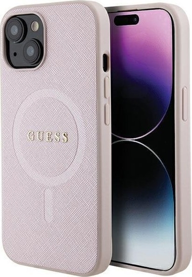 Picture of Guess GUHMP15MPSAHMCP iPhone 15 Plus 6.7" róowy/pink hardcase Saffiano MagSafe