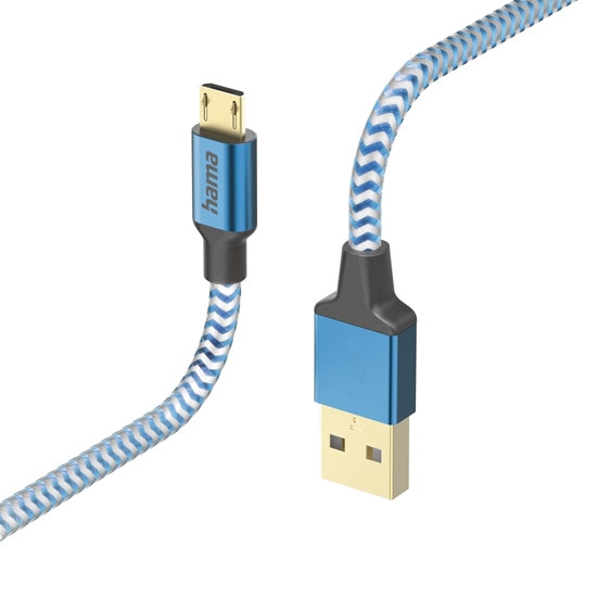 Picture of Hama 00201555 Reflective Charging Cable, USB-A - Micro-USB 1.5m Nylon blue