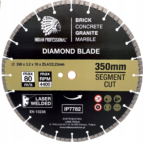 Изображение INDIAN PROFESSIONAL TARCZA DIAMENTOWA 350mm SEGMENT TURBO CUT  INDIAN PROFESSIONAL