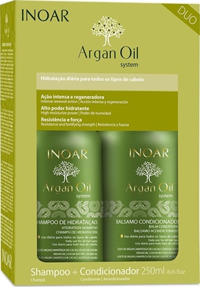 Изображение Inoar Drkinantis plauk prieiros rinkinys su Argano aliejumi INOAR Argan Duo Kit: ampnas 250 ml + kondicionierius 250 ml