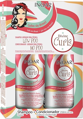 Picture of Inoar Garbanot plauk prieiros rinkinys INOAR Divine Curls Duo Kit: ampnas 250 ml + kondicionierius 250 ml