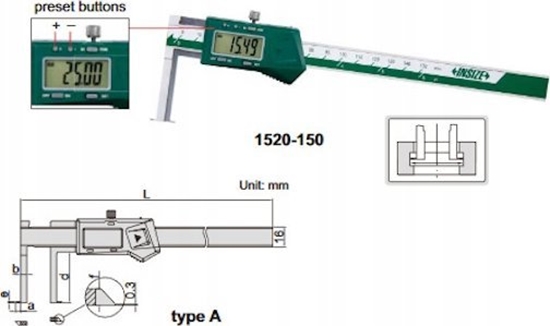 Picture of Insize SUWMIARKA SPEC.  11-150 CYFR.   MAUA-KW 0,01  0,43-6