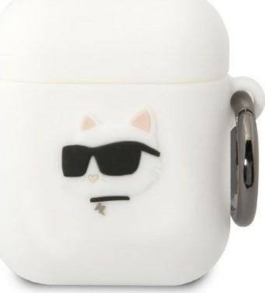 Изображение Karl Lagerfeld Etui Karl Lagerfeld KLA2RUNCHH Apple AirPods 2/1 cover biay/white Silicone Choupette Head 3D