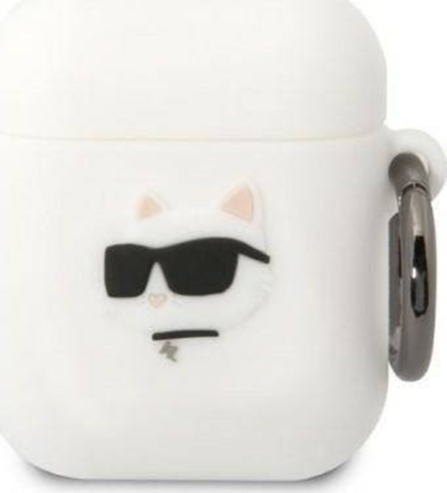 Изображение Karl Lagerfeld Etui Karl Lagerfeld KLA2RUNCHH Apple AirPods 2/1 cover biay/white Silicone Choupette Head 3D