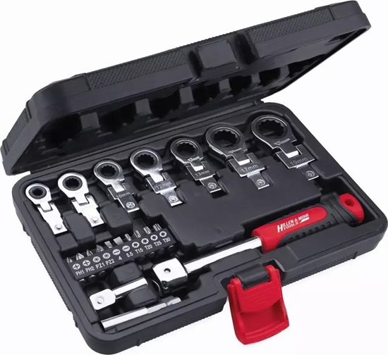 Picture of Klucz udarowy Dedra Klucze ktowe z grzechotk 6-19mm,CrV 20szt,wymienne gowice