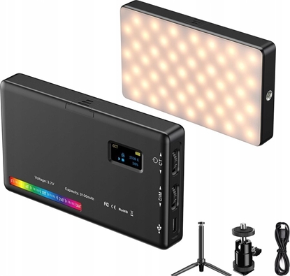 Attēls no Apexel LED 140 Rgb / 3100 Mah 1/4"" Iso + Statyw + Gowica 3D (APL-FL07)