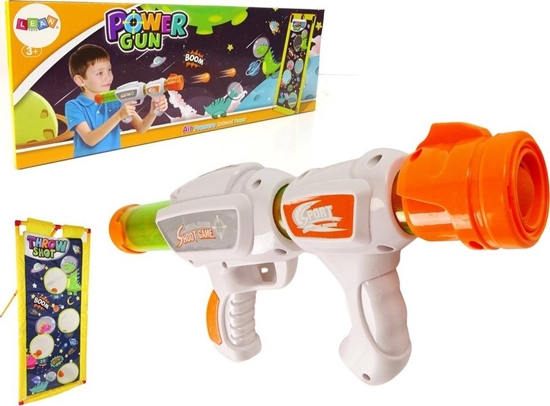 Изображение LeanToys Gra Celno Pistolet Kulki Piankowe Plansza Dinozaury