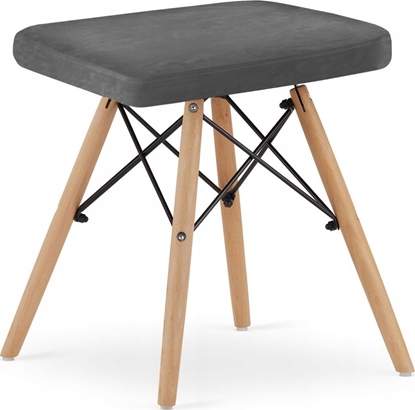 Изображение Leobert Taboret WERK - szary aksamit / nogi naturalne x 1