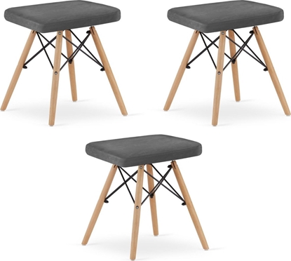 Изображение Leobert Taboret WERK - szary aksamit / nogi naturalne x 3