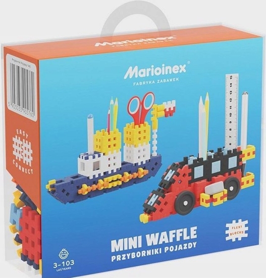 Изображение Marioinex Klocki konstrukcyjne Mini Waffle - Przyborniki pojazdy 140 elementów