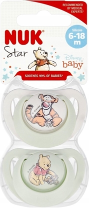 Изображение NUK Smoczek uspokajajcy silikonowy 6-18m 2 szt. Star Kubu Puchatek