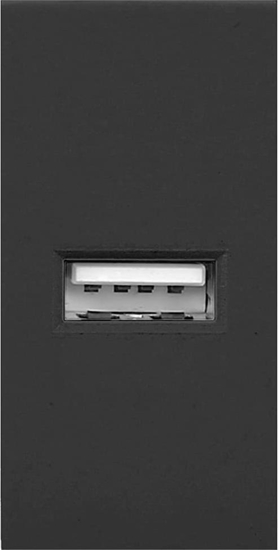 Picture of Orno NOEN USB, port moduowy 22,5x45mm z adowark USB, 2,1A 5V DC, czarne