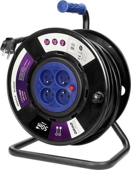 Picture of Orno Przeduacz bbnowy, 4 gniazda 2P+Z, kabel PVC H05VV-F 3x1,5mm2, dugo - 50m, STAE GNIAZDA, termik, przesony torów prdowych