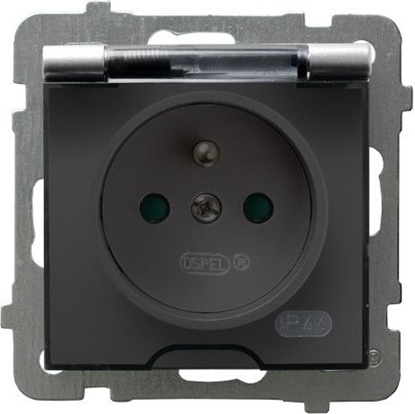 Attēls no Ospel Gniazdo AS bryzgoszczelne z uziemieniem i przesonami IP44 srebrne (GPH-1GZP/m/18/d)