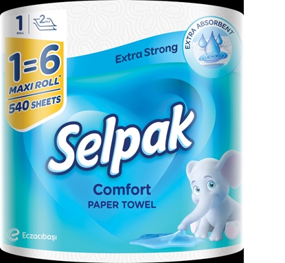 Attēls no Papīra dvieļi SELPAK Comfort Maxi 1=6, 2 slāņi, 70.74m, 540 loksnes, 1 rullis