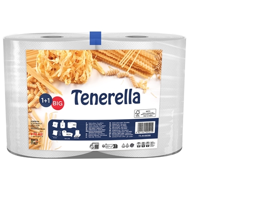 Picture of Papīra dvieļi TENERELLA, 1+1, 2 slāņi, 66.5 m, 350 loksnes, 2 ruļļi