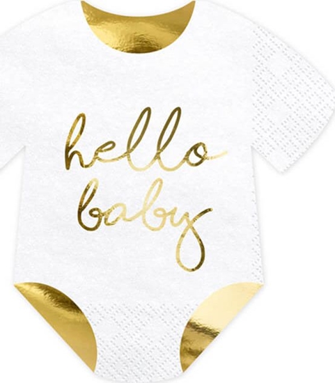 Изображение Party Deco Serwetki pioszki Hello Baby - 15 cm - 20 szt. uniwersalny