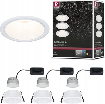 Picture of Paulmann Oprawa do wbudowania EBL COLE SET COIN 3-STEP DIM  zestaw 3x6W 3x470lm 2700K IP44 230V biay matowy / aluminium