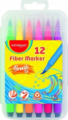 Attēls no PBS Connect Flamastry KEYROAD 12 kolorów zakoczone pdzlem, trójktne, pudeko KR972523