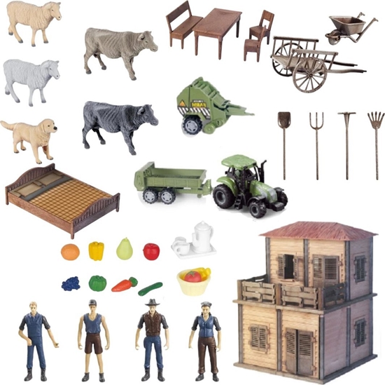 Picture of ProNice ZESTAW FARMA FIGURKI ROLNIKÓW I GOSPOSIA DOMEK NARZDZIA ROLNICZE ZAGRODA