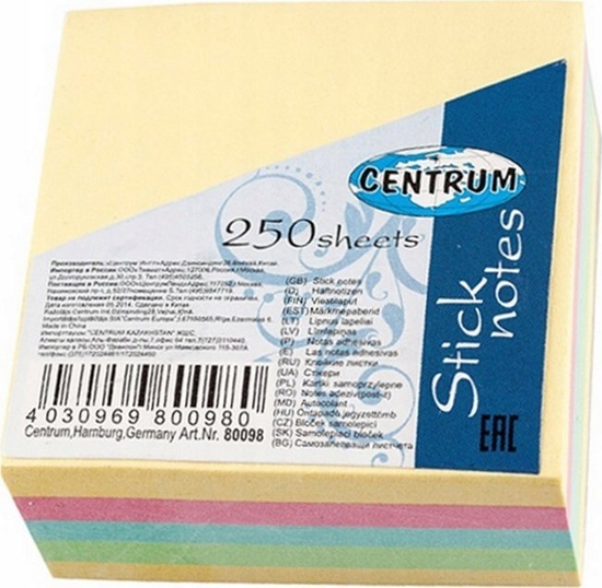 Изображение PULLMAN Karteczki samoprzylepne 51x51 CENTRUM 80098 pastel*5 250 kart