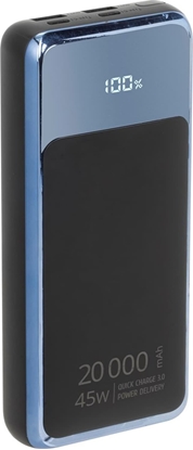 Attēls no RivaCase POWERBANK DO LAPTOPA, TABLETU, SMARTF. 20.000 MAH USB-C 45W, 2X WE/WY USB-C PD 45W, 2X USB-A QC 3.0 18W, LCD, CZARNY