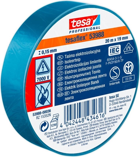 Изображение Tesa TAMA ELEKTROIZOL.5000V PCW 20M:19MM NIEBIESKA(H5394877) H5398836 TESA
