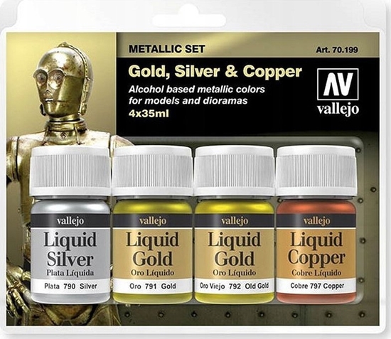 Picture of Vallejo Vallejo: Metallic Set - Liquid Gold Silver Copper 4x 35 mm