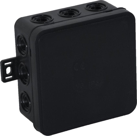 Picture of ViPlast Puszka natynkowa pusta 12 wlotów V7 klik CZARNA IP54 100x100x41mm 037-05