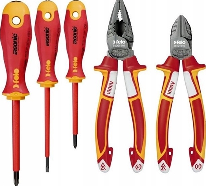 Изображение Zestaw narzdzi Felo Zestaw 3 wkrtaków FELO - ERGONIC VDE  4,0/PH1/PH2 + obcinaczki boczne VDE 160 / kombinerki VDE 180 + magnetyzer