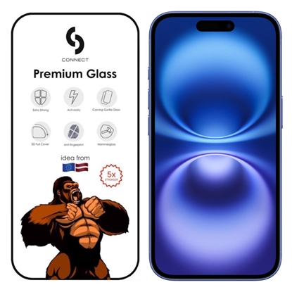 Изображение Сonnect Corning Gorilla Ultra Izturīgs 3D aizsargstils priekš Apple iPhone 16 Melns rāmis