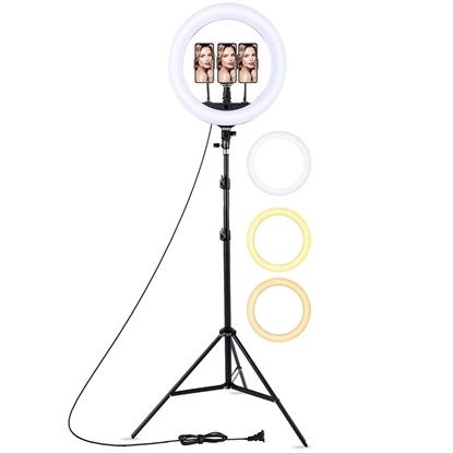 Attēls no Riff BD560 56cm LED gaismas gredzens 67W ar 3x viedtālruņa turētājiem + Bluetooth tālvadības pults + triskājis 2.1m