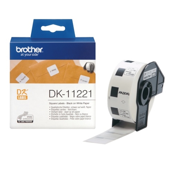 Picture of Brother DK-11221 (DK11221) Square Labels, Black on White, 23 mm, 1000 labels per roll