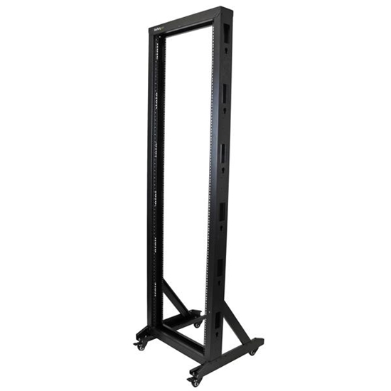 Изображение StarTech.com 2-Post 42U Mobile Open Frame Server Rack, Two Post 19in Network Rack with Wheels, Rolling Open Rack for AV/Data/Media/IT Equipment, Computer Rack for Home/Office Spaces - Casters Included