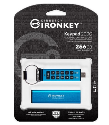Picture of Kingston USB-Stick 256GB Kingston IronKey Keypad 200C AES-256 USB-C retail