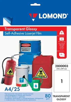 Picture of Lomond PET Laserjet Film Self Adhesive Transparent Glossy A4, 25 sheets