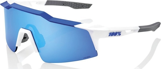 Изображение 100% Okulary 100% SPEEDCRAFT SL Matte White/Metallic Blue - HiPER Blue Multilayer Mirror Lens (Szka Niebieskie Lustrzane Wielowarstwowe LT 15% + Szka Przeroczyste LT 93%) (NEW 2021)