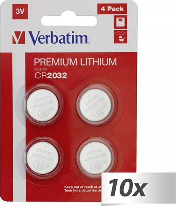 Picture of 10x4 Verbatim CR 2032 Lithium battery 49533