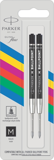 Picture of 1x2 Parker Quinkflow Basic Ballpoint Pen Refill M black