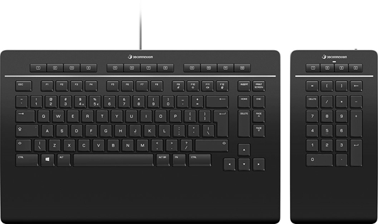 Изображение 3Dconnexion Klaviatra Pro with Numpad - Full-size (100%) - USB + RF belaid + Bluetooth - Scissor key switch - QWERTY - Juodas